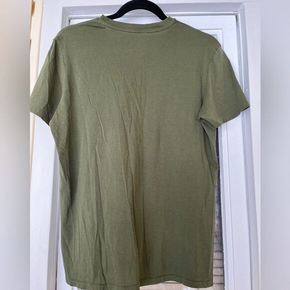 Armani Exchange tropical green short sleeved v-neck top, 100% Puma cotton, S - Picture 5 of 5
